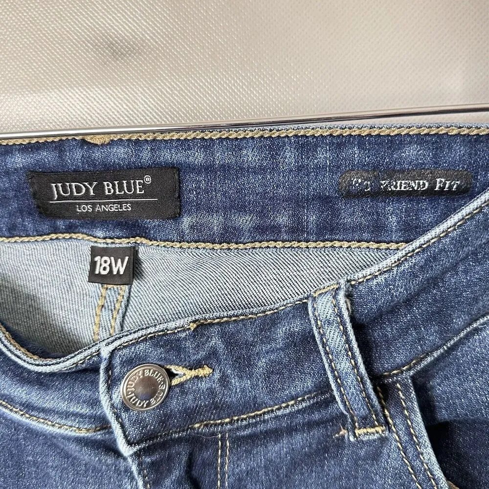 Judy Blue Jeans Womens 18W Distressed Bleach Splatter Boyfriend Fit Denim - Image 3