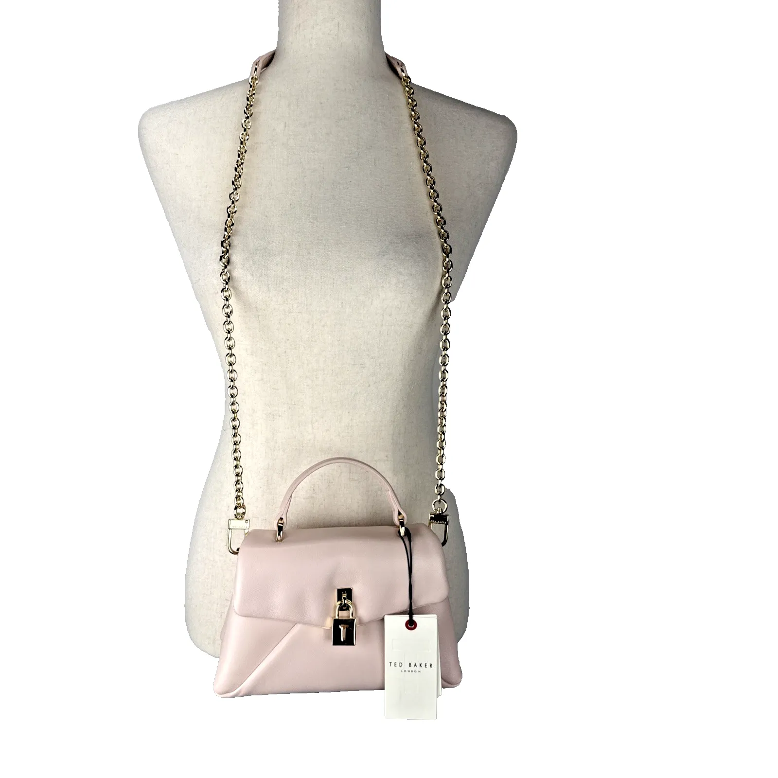 Ted Baker London Poppy Top Handle Satchel Bag Purse Crossbody Strap Pink Leather - Image 2