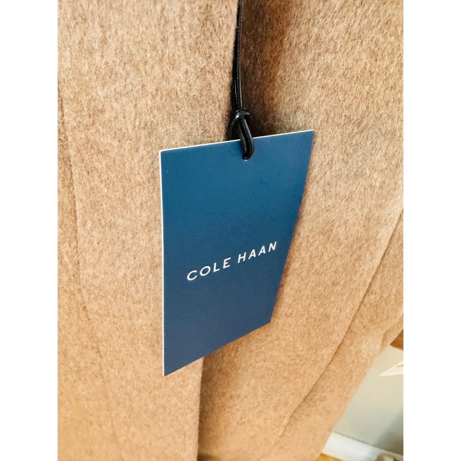 Cole Haan Signature Wide Lapel‎ Wool Blend Coat, Size 12 Camel Classic Chic NWT - Image 9