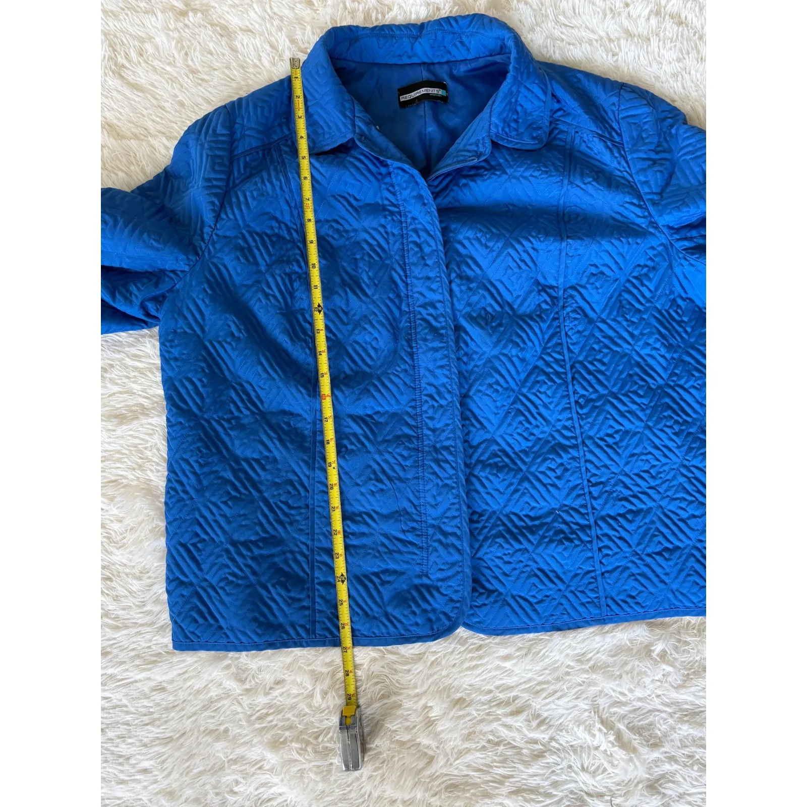 Requirements Woman Quilted‎ Jacket Blue Button Front Collared Coat - Image 6