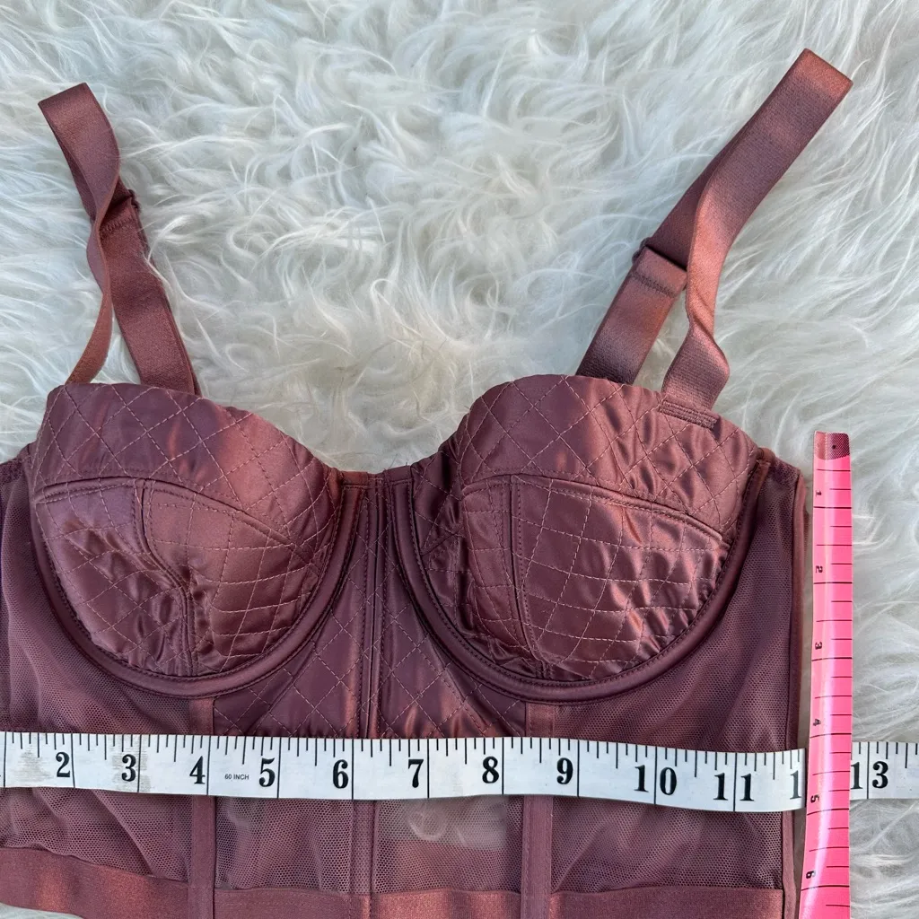 Victoria's Secret Bra Corset 34B Plum Satin Lace Bustier Balconet Very Sexy New - Image 8