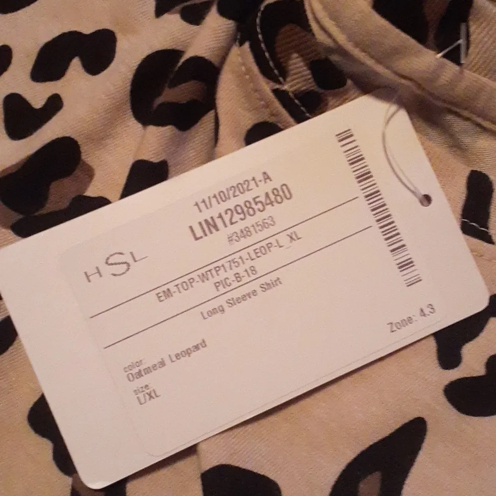Marley Lilly "BJR" Long Sleeve Animal Print Shirt SIZE L Size L - Image 3