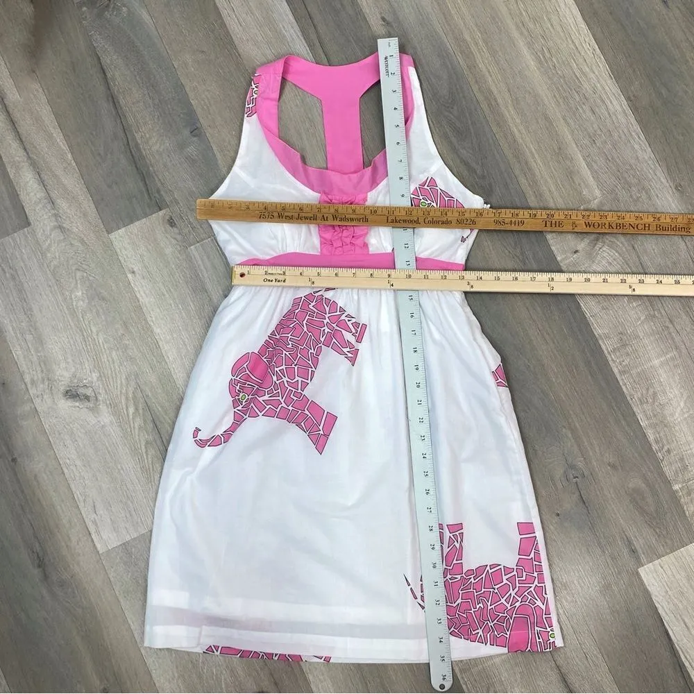 Tracy Negoshian Mosaic Elephants Cotton Halter Sundress White‎ Pink Small - Image 14