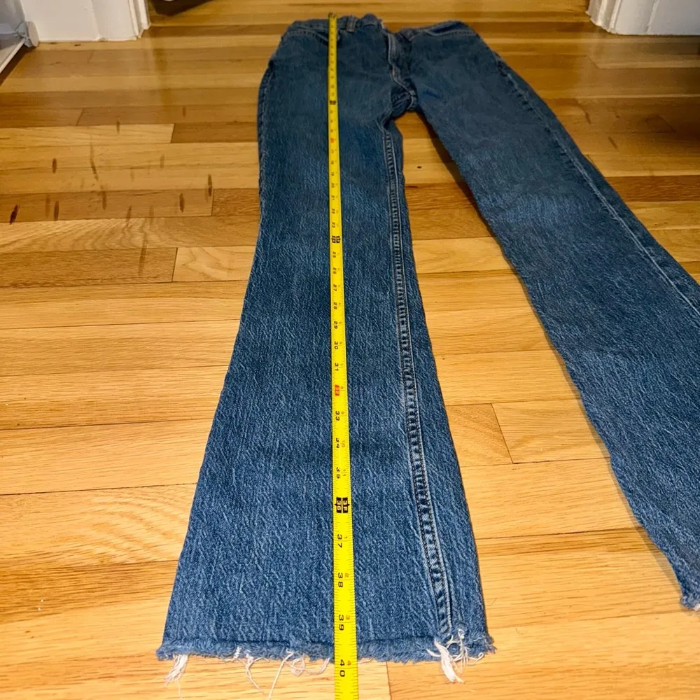 ASOS DESIGN high rise '70's' stretch flare jeans in midwash - Image 6