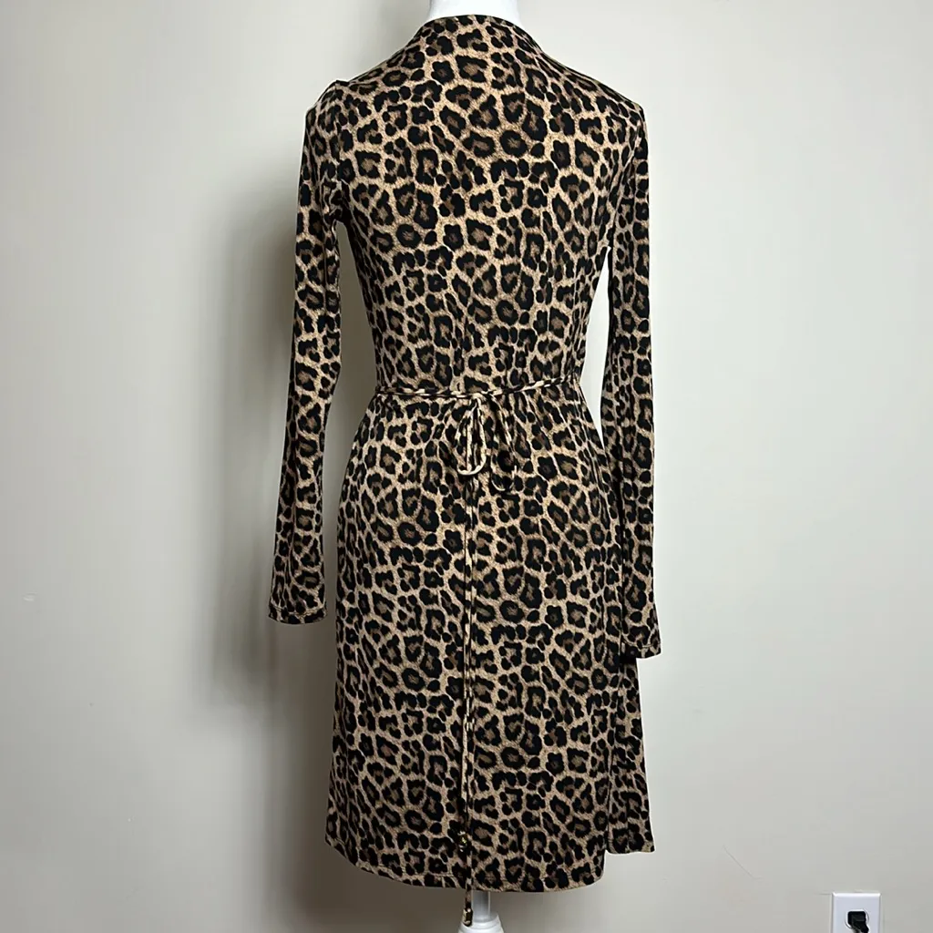 Michael Kors‎ Cheetah Print Wrap Dress Brown Size XS - Image 4