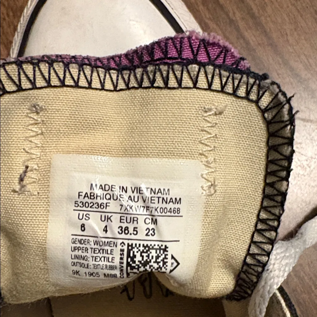 Converse Size 6 Double Tongue Purple Sneakers Shoes All Star Chuck Black - Image 6