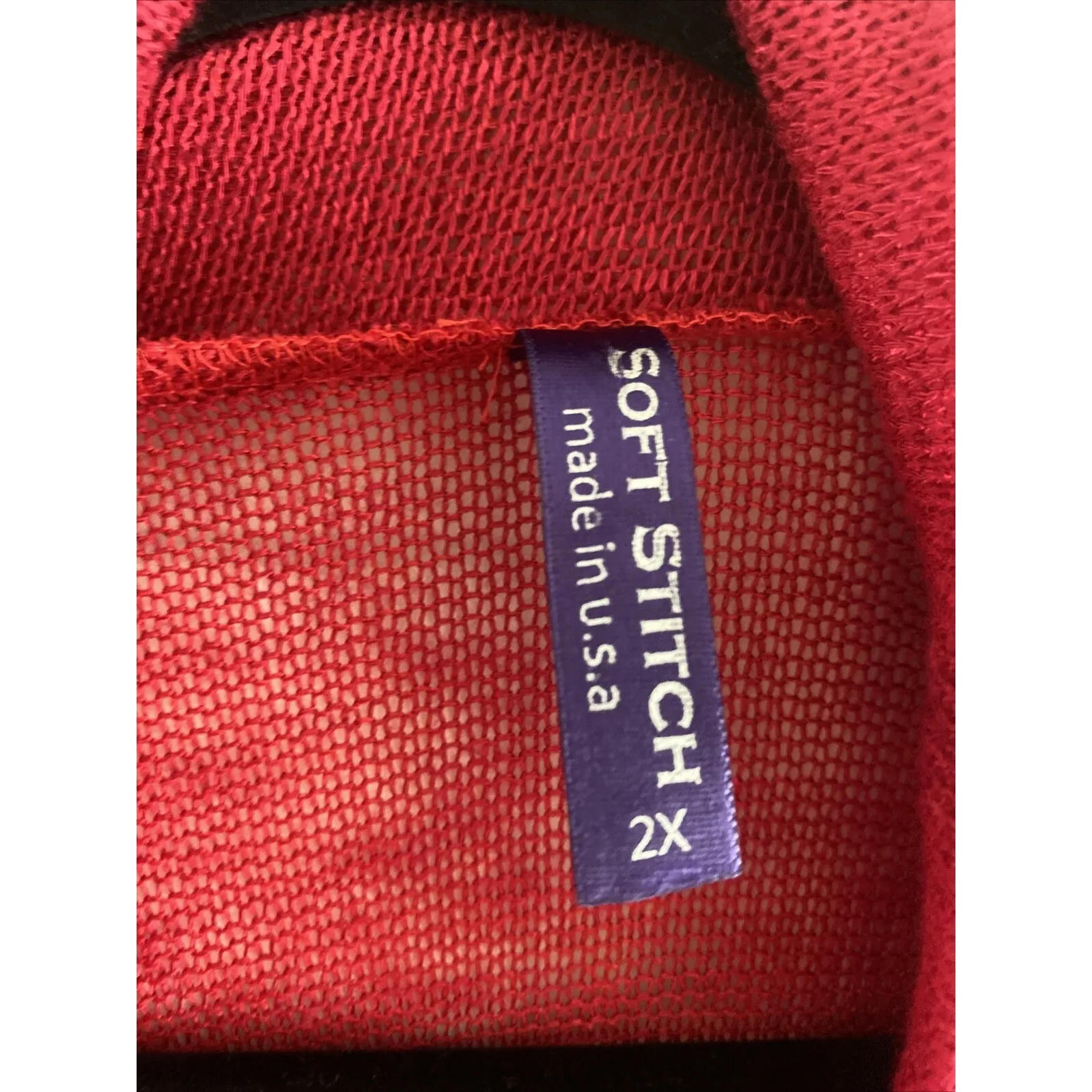 Soft Stitch Womens 2X Red Knit Soft Sweater USA Cowl Neck Lightweight Cabin Cozy Size XXL - Image 2