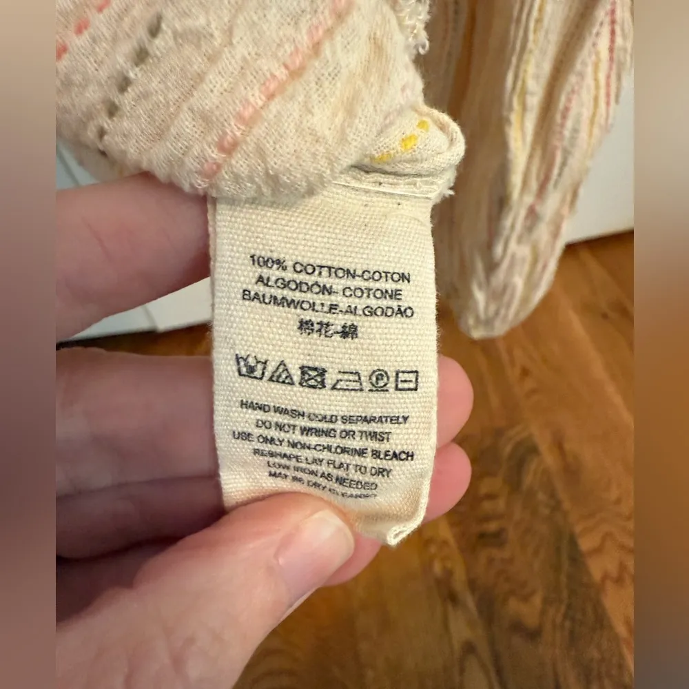 Free People Womens Cotton Crochet Floating Memories Stripes Top Sz XS - Image 4