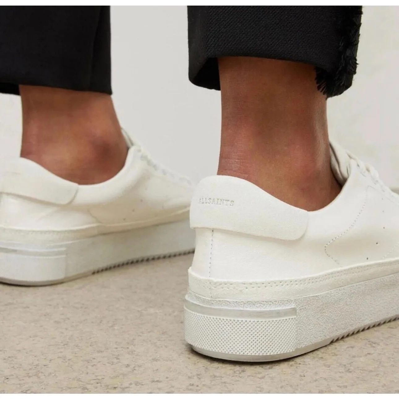 NEW All Saints Trish Leather Sneakers Women's White Size 11 - Image 2