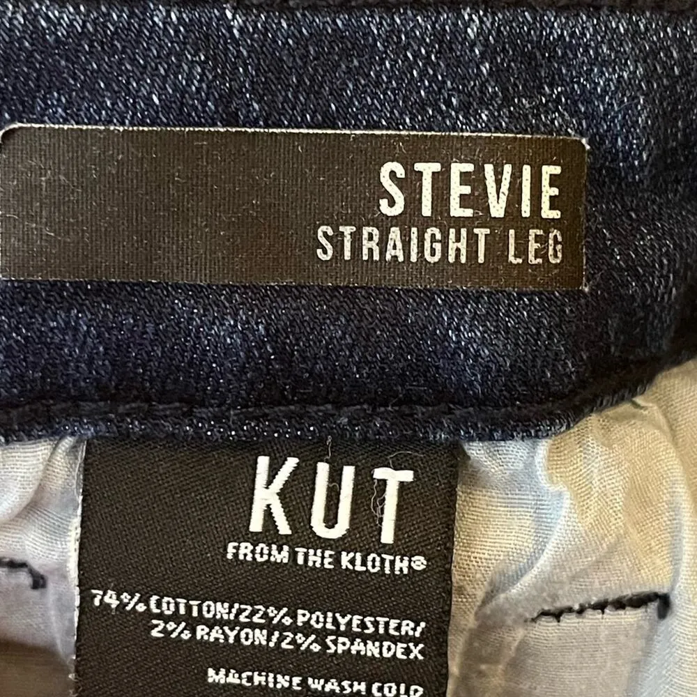 Kut from the Kloth Jeans Stevie Straight Leg Mid Rise Dark Wash Women’s Size 12 - Image 5