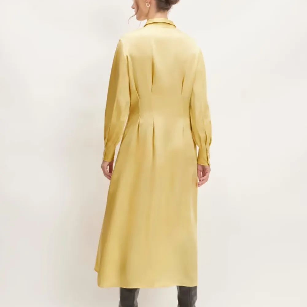 NWT Everlane Hammered Satin Shirt Dress Raffia Size 6 - Image 3