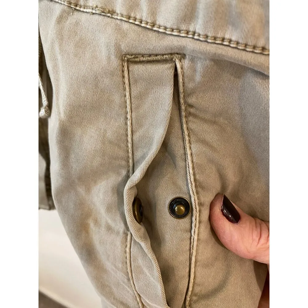 Long Sleeve Belted Utility Lace Army Jacket Tan Women's Size XS Petite - Image 9