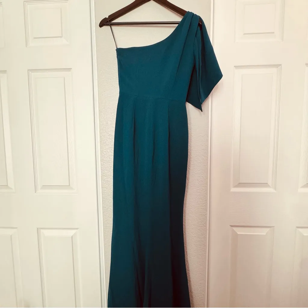 $248 Dress The Population • One Shoulder Cape Gown • Georgina • Color Pine • XS - Image 15
