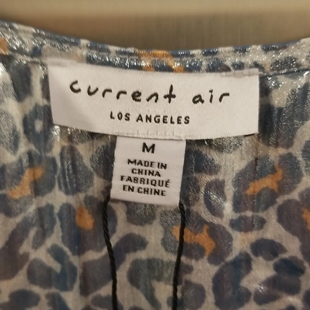 💕CURRENT AIR💕 Metallic Shine Midi Dress Shiny Blue Leopard Print Medium M NWT - Image 12