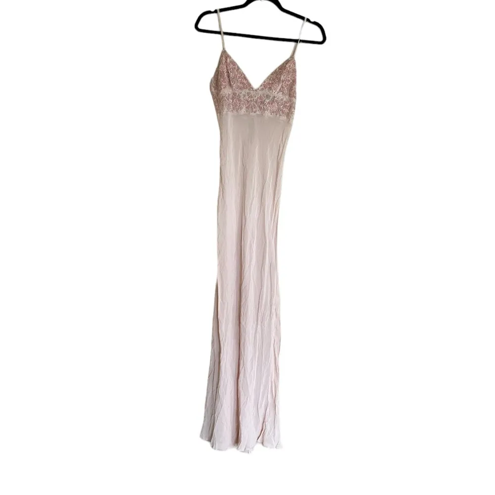 NWOT  Free People Midnight Magic Maxi Slip Dress  Pink Beaded Lace Trim - Image 8