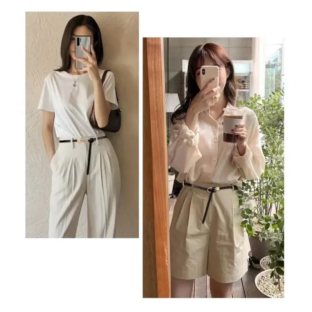 Black Trendy Knotted Skinny Thin Belt For Women Classic Solid Color Faux Leather - Image 4