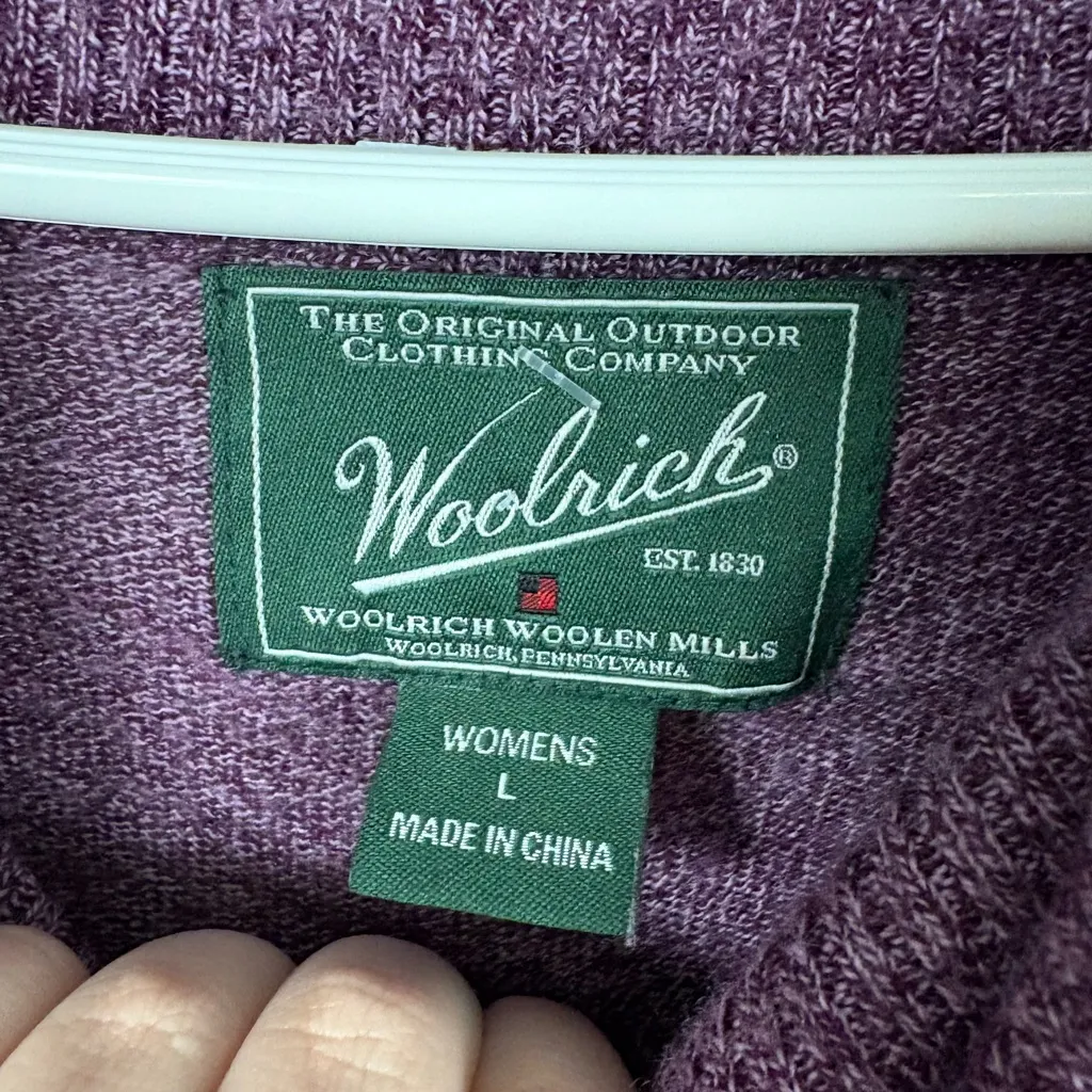 Woolrich Wool Blend Cowl Neck Purple Long Sleeve Shirt Large Winter Baselayer - Image 2