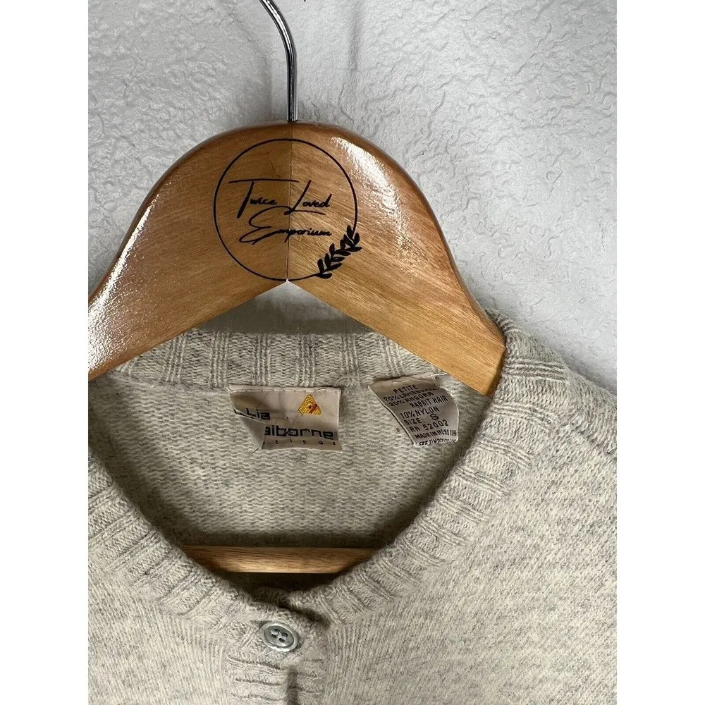 Vintage Liz Claiborne PS Petite Small Lambswool Blend Cardigan Sweater Pockets - Image 2