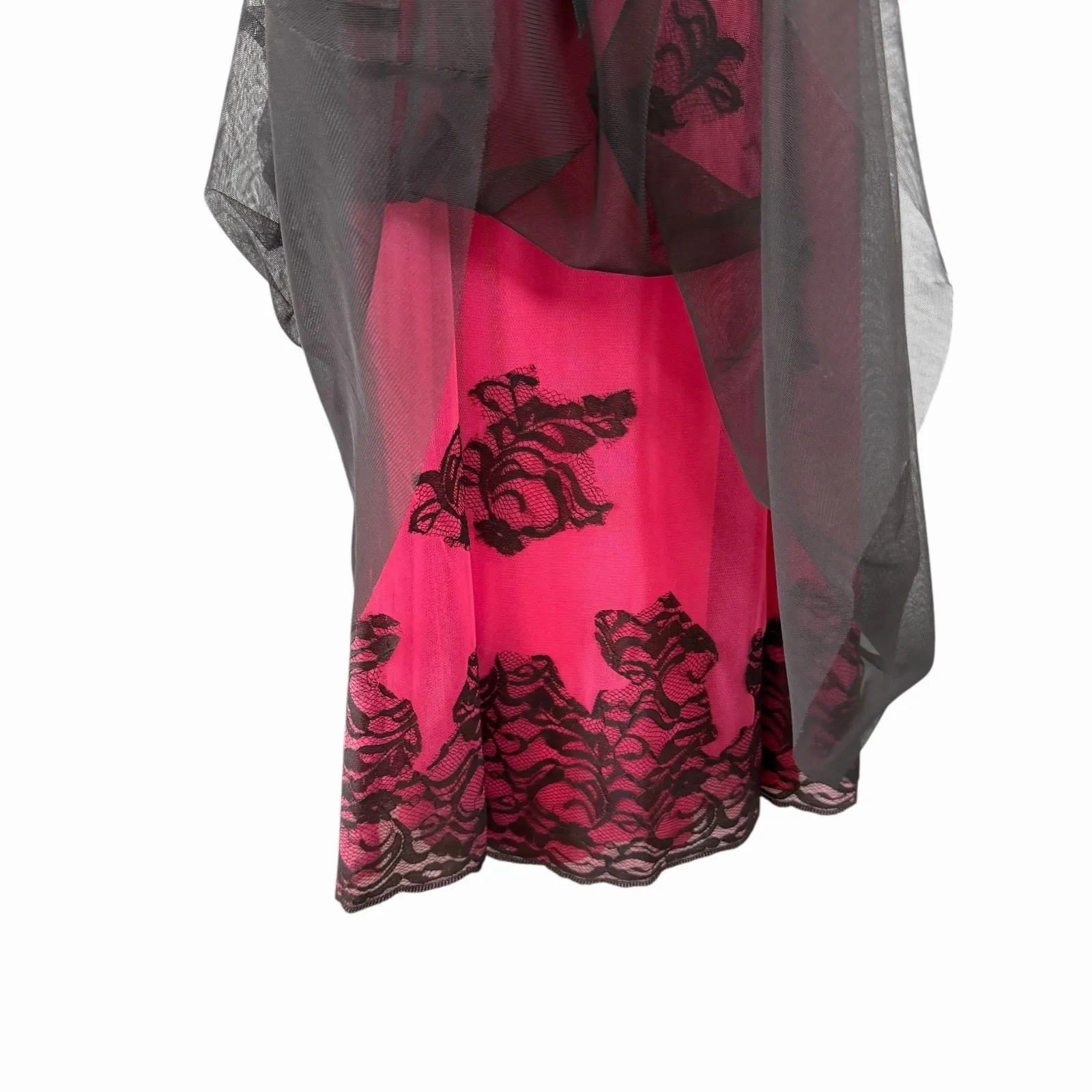 BCBG Max Azria Strapless Tulle Lace Dress XS Pink Black WhimsyGoth Vampy Formal - Image 13