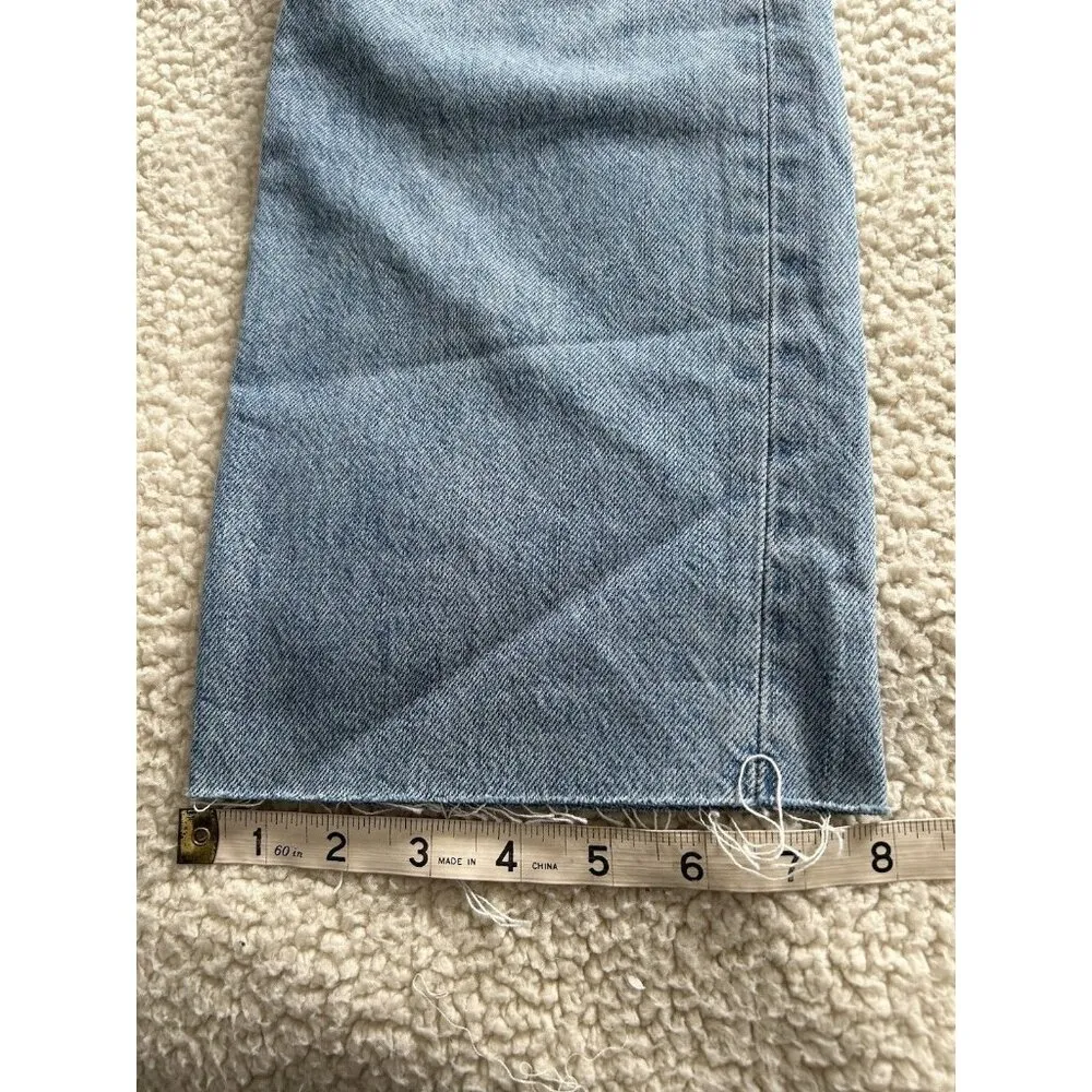 Madewell The'90s Straight Jean in Revoir Wash Ripped Raw Hem Size 25 Petite - Image 13
