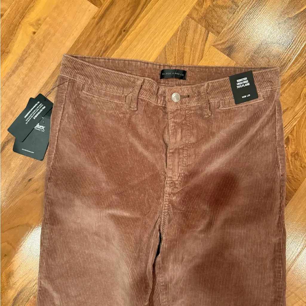 Silver‎ isbister 70’s flare brown curdory wide flare pant NWT retro size 28/33 - Image 4