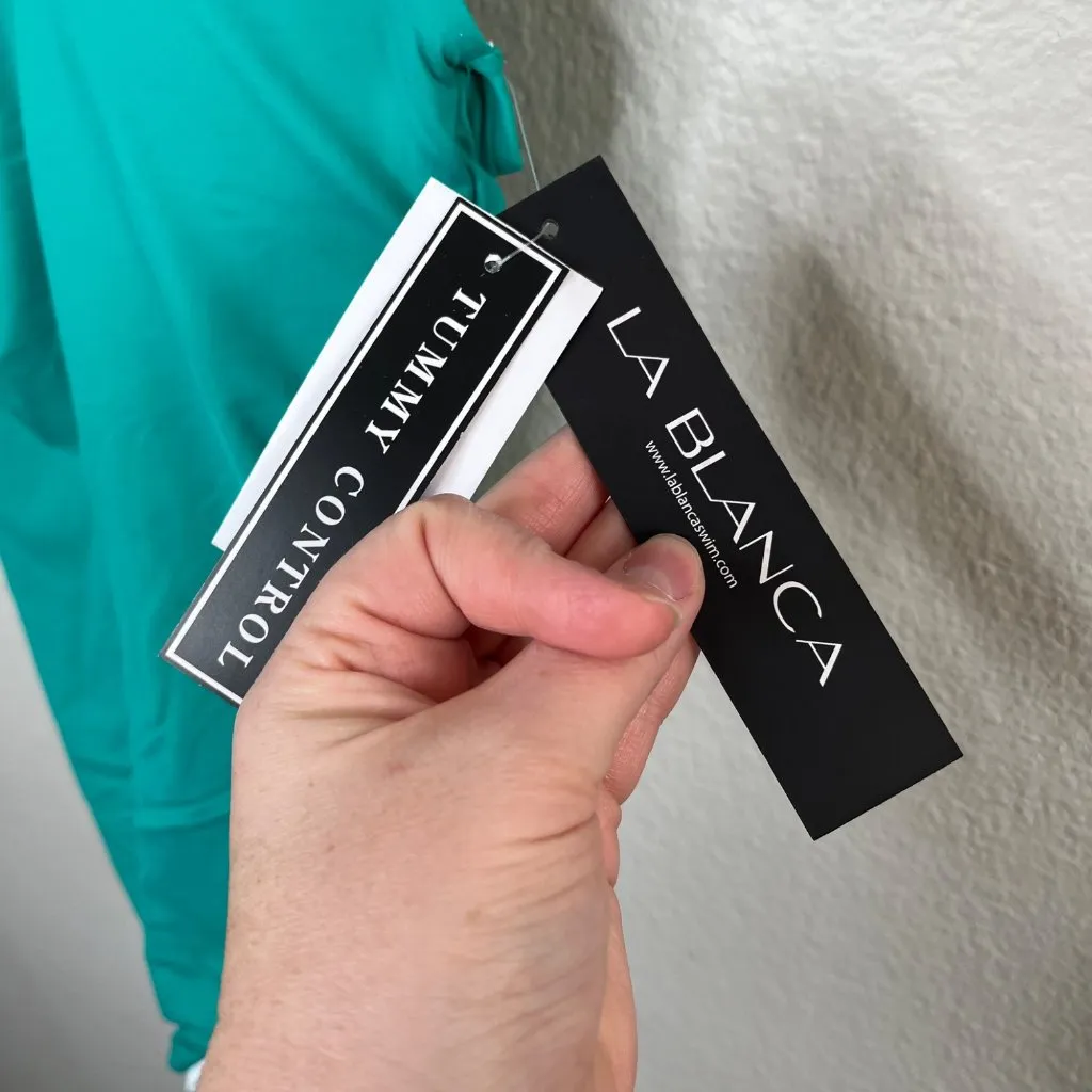 La Blanca Womens Strappy One Shoulder One Piece Swimsuit 12 Emerald - Image 10