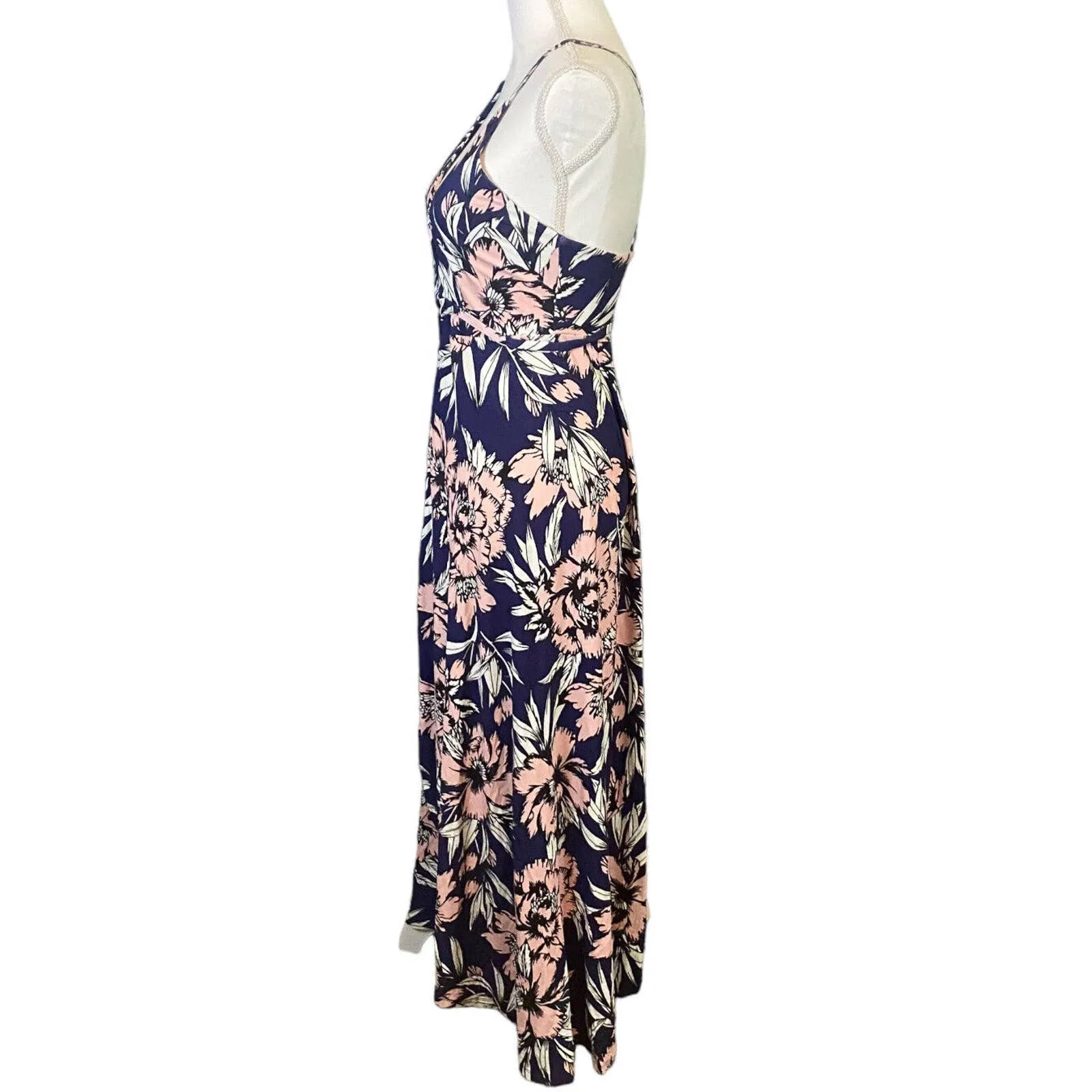 Yumi Kim Midsummer Night Maxi‎ Jersey Knit Wrap Dress in Free Fall/Navy Pink XXS - Image 4