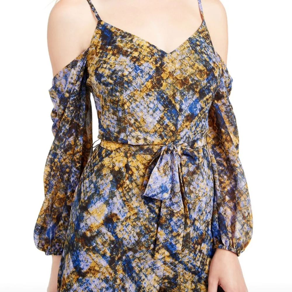 GUESS Dominika Cold-Shoulder Romper snake print  0 - Image 2