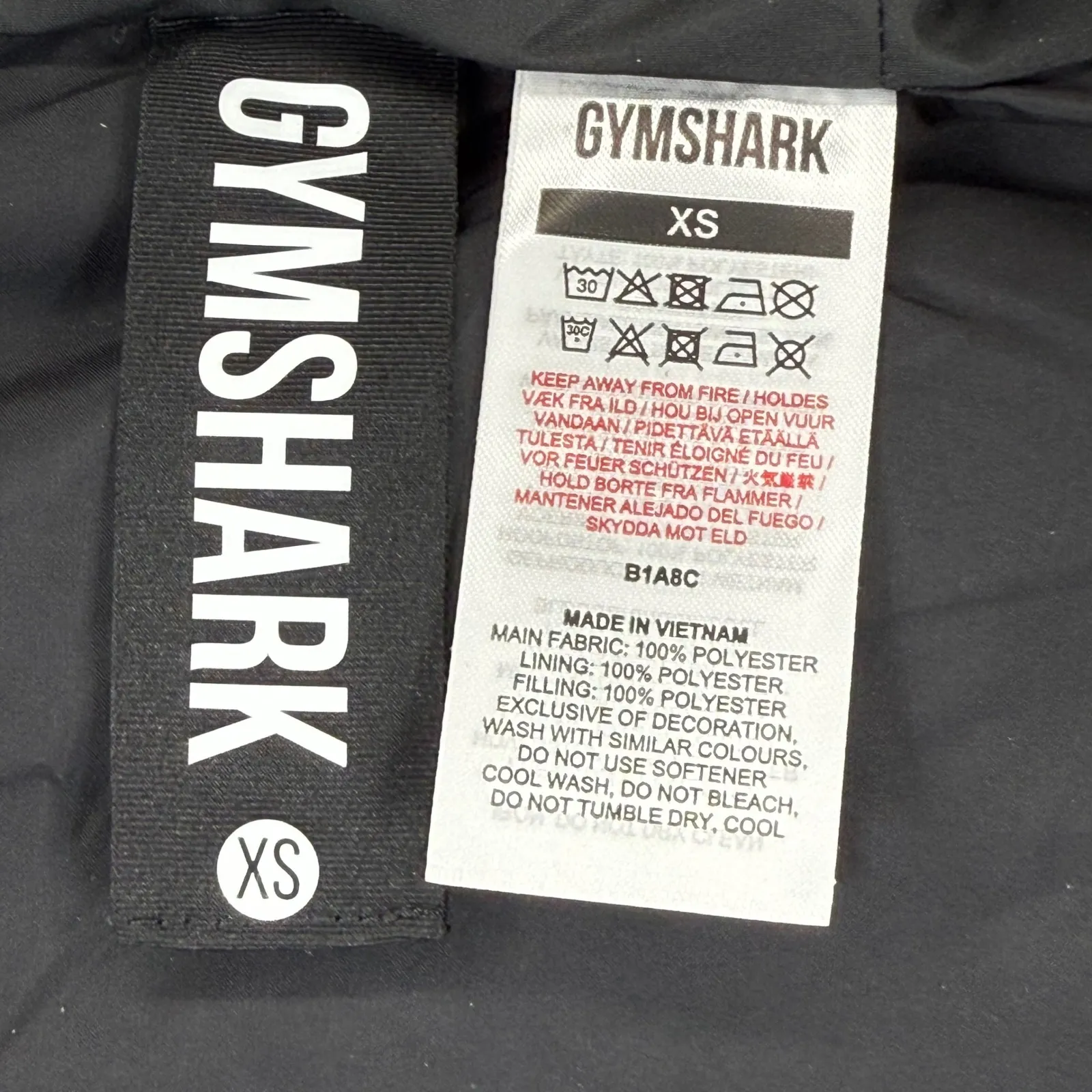 Gymshark Black Puffer Oversized Longline Gilet Vest Hooded Full Zip Women XS - Image 7