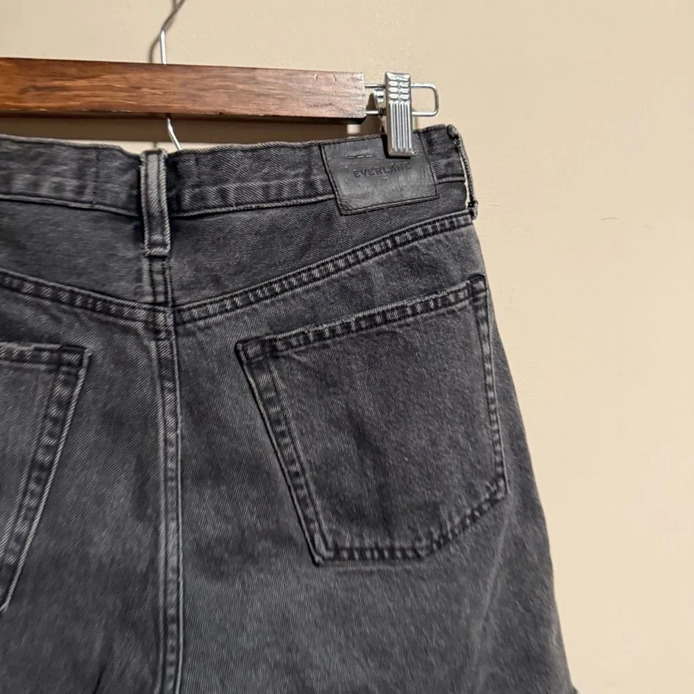 Everlane Denim Shorts in Washed Black High Rise Long Inseam Raw Hem- Size 28 - Image 7
