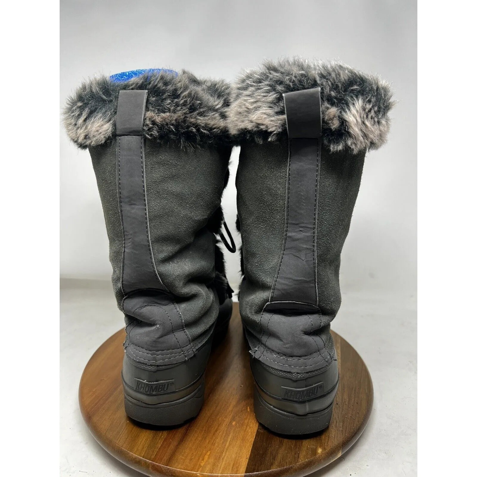 Khombu Snow Boots Womens Faux Fur Lining Grey Winter Lace Up Size 10 M‎ - Image 4