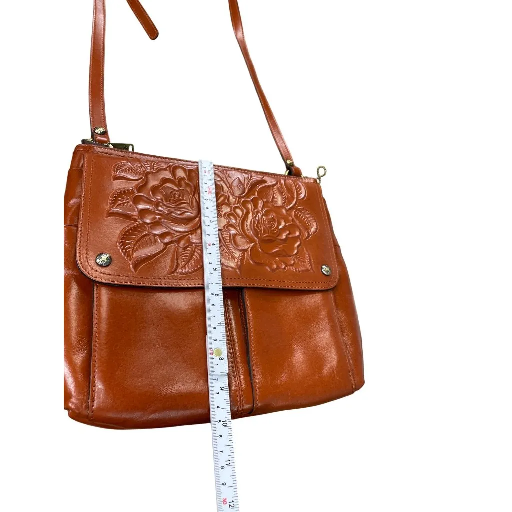 Patricia Nash Embossed Leather Crossbody Bag  Adjustable Strap  Floral Design  B - Image 9