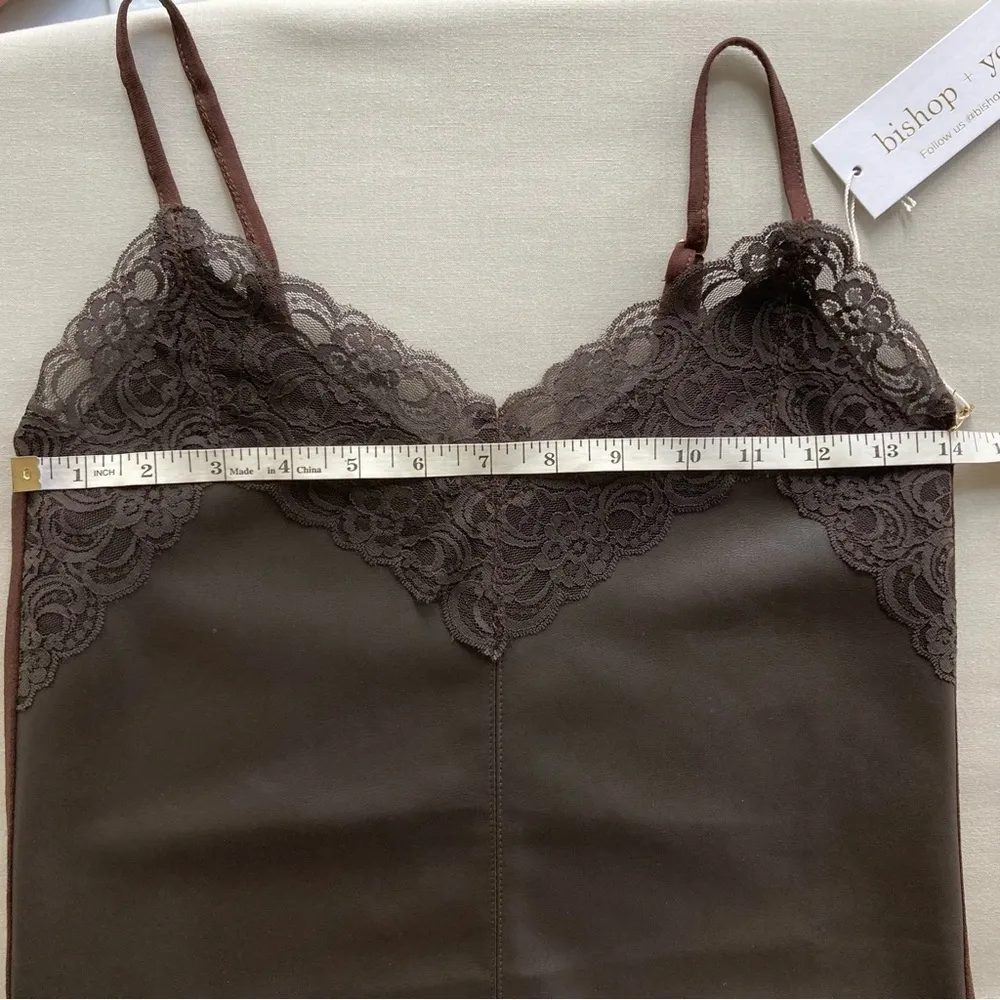 NWT‎ Bishop+Young Babydoll Vegan Leather & Lace Trim Cami Tank Sz. XS Biker Luxe - Image 7