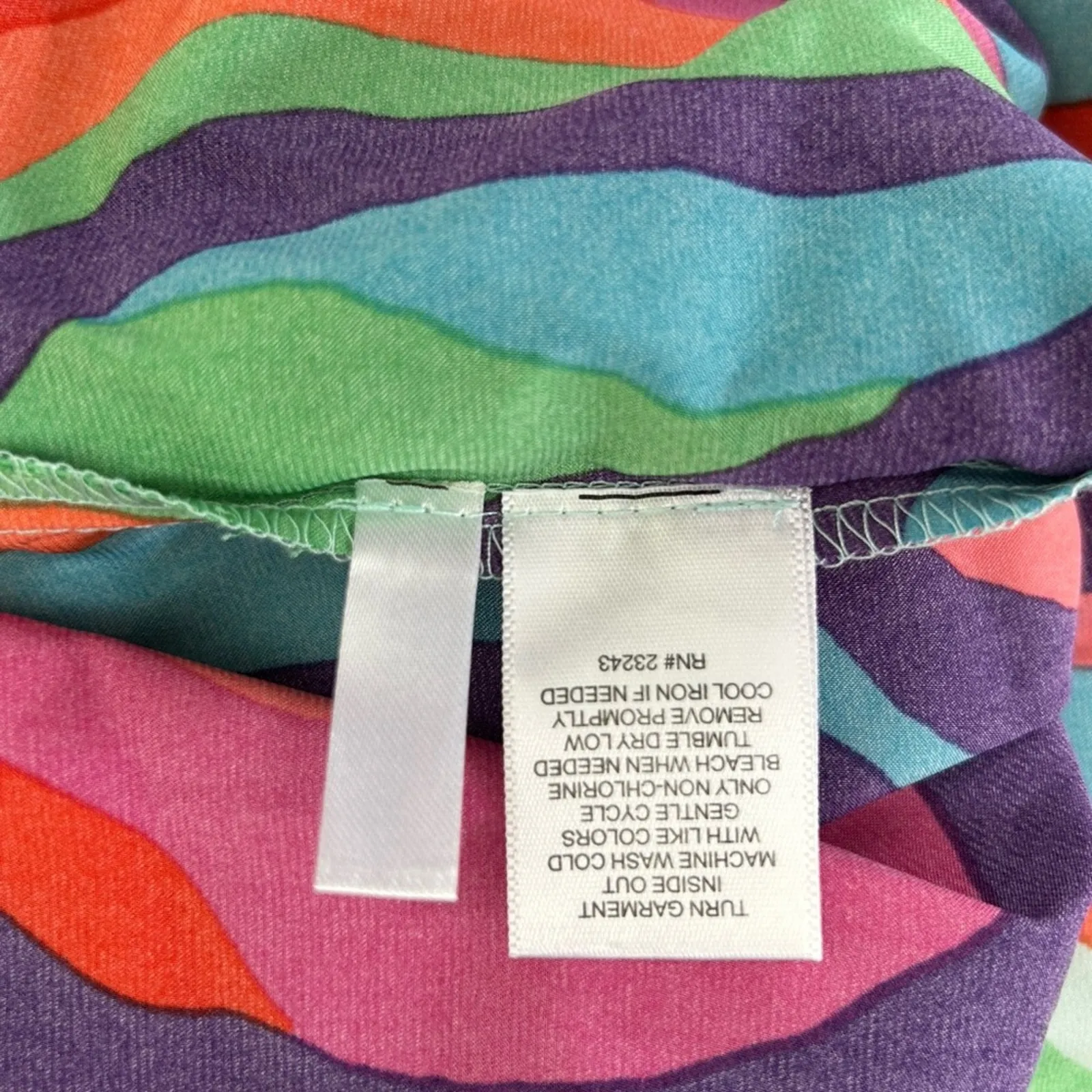 NWT New York & Company Abstract‑Print Wrap Shirtdress Large Faux Wrap Button Pink - Image 13