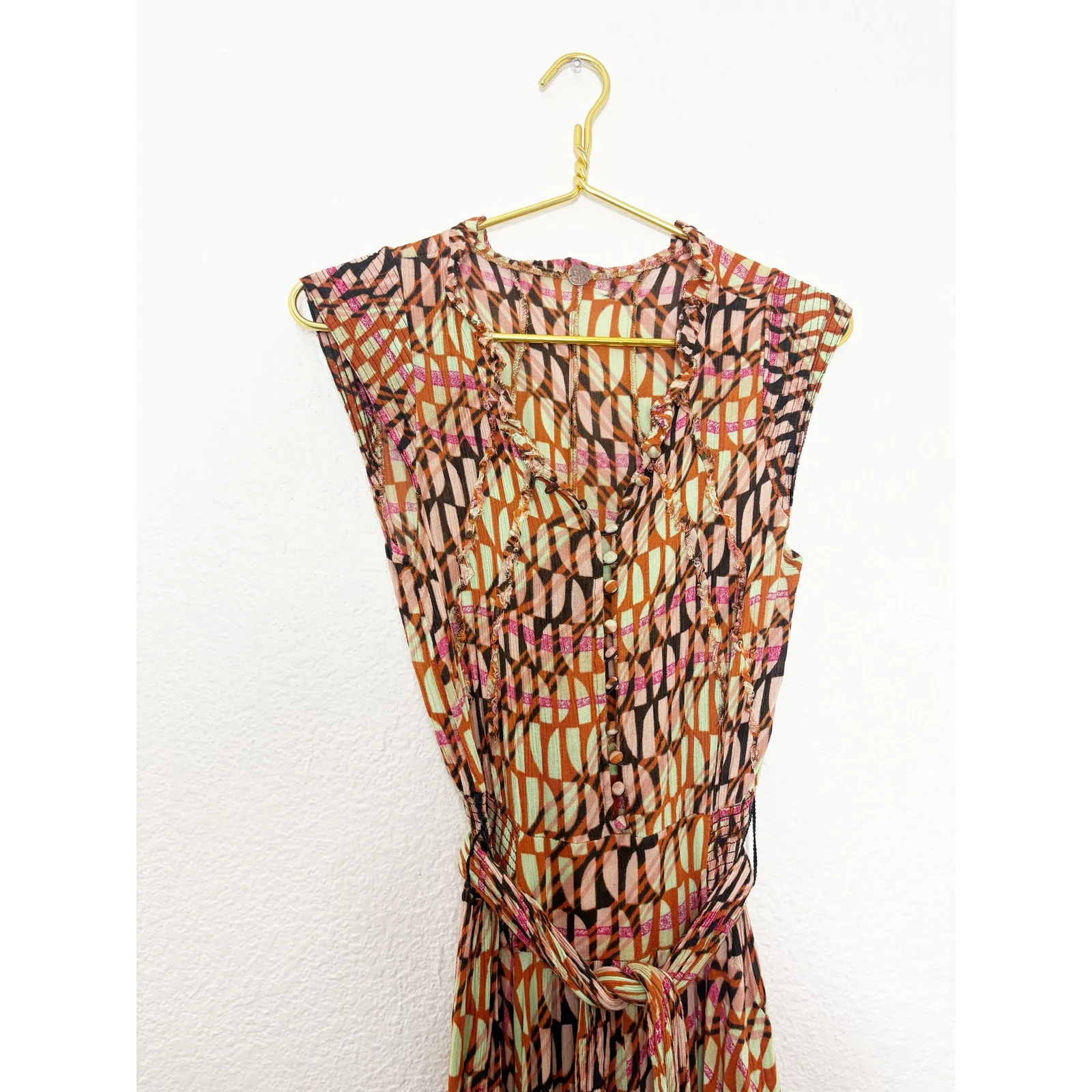 Free People Sahara Jumpsuit Size Small Bohemian Festival Western Print Wide Leg - Image 5