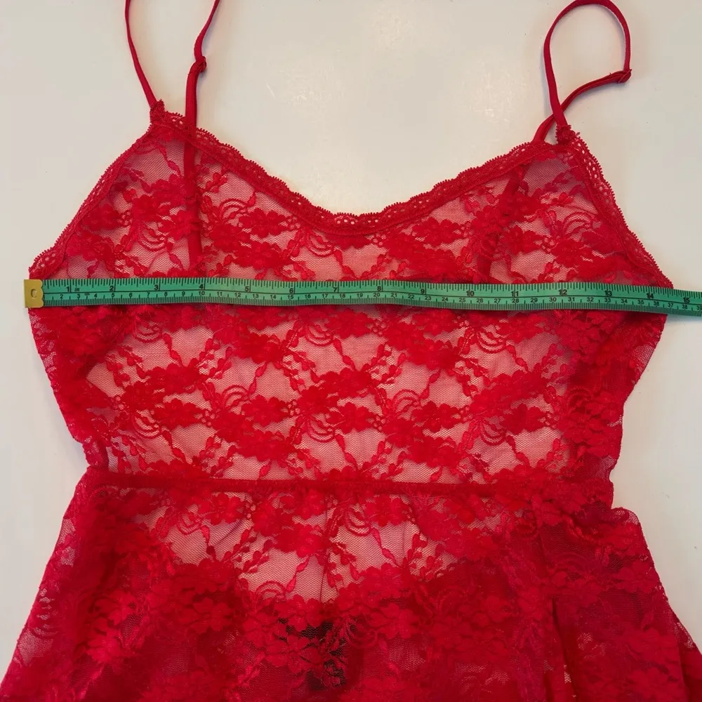 Victorias Secret Red Lace Lingerie Negligee Medium Sheer Sexy Valentines Day - Image 12