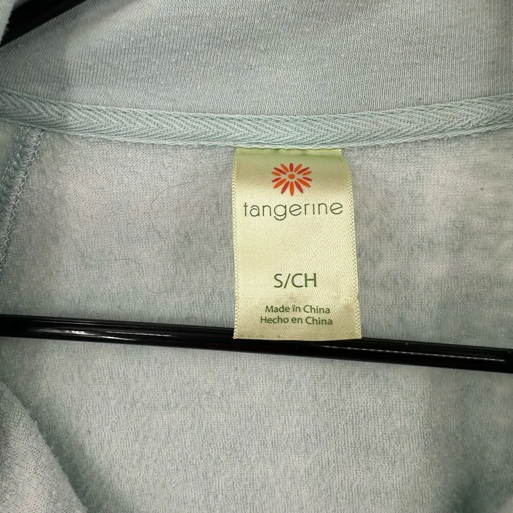 Tangerine Sz Small Sweater Blue 1/2 Zip Terry Cloth Vacation Beach Swim Pullover - Image 3