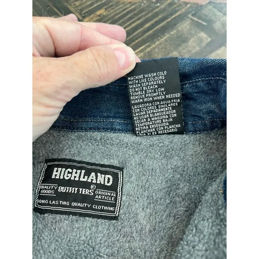 Denim Lined Shacket Women XL Wolf Cottage Grandma Grunge Western Aztec Southwest Blue - Image 9