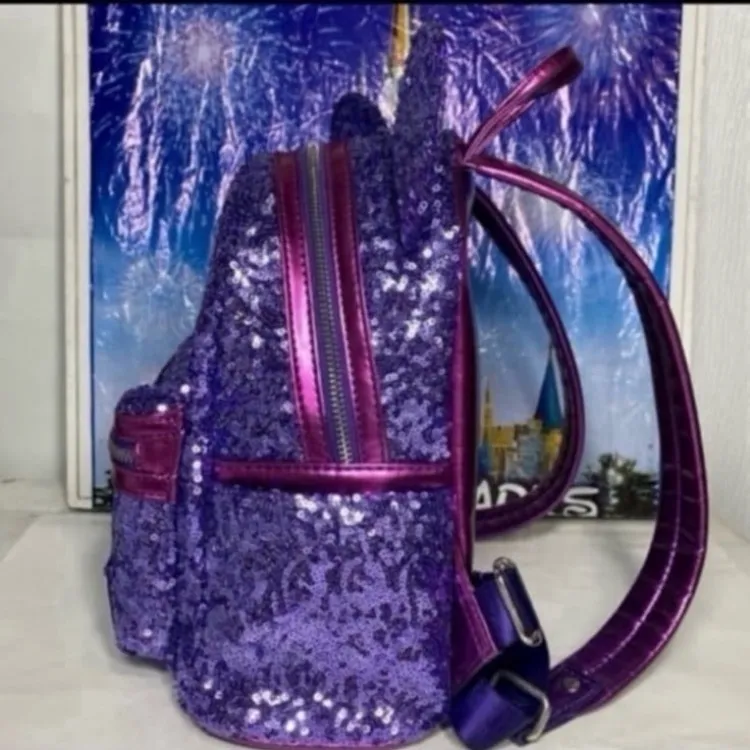 Disney parks potion purple sequin Minnie Mouse Loungefly mini backpack - Image 2
