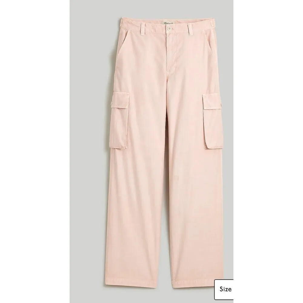 Madewell $98 Garment Dyed Low Slung Straight Cargo Pants Size 33 Pink NL219 - Image 3