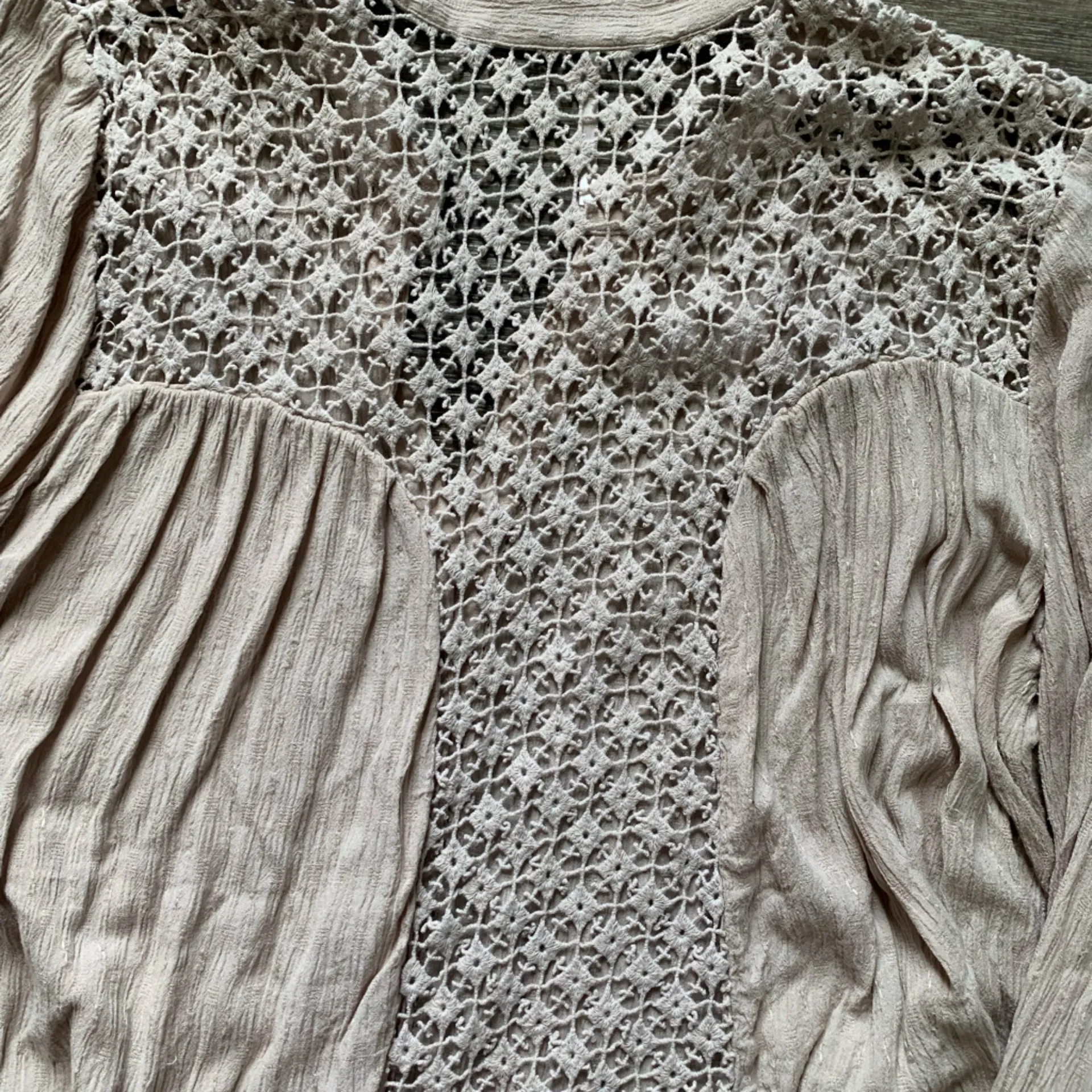 Free People  Cream Button Down Shirt with Lace Accents - Image 9