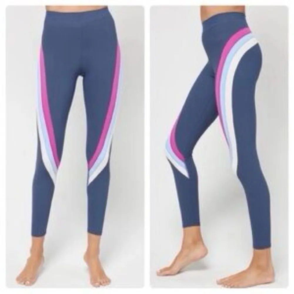 L*SPACE Chasing Rainbows Leggings Blue Pink Size Small Active Gym Pilates Yoga - Image 2