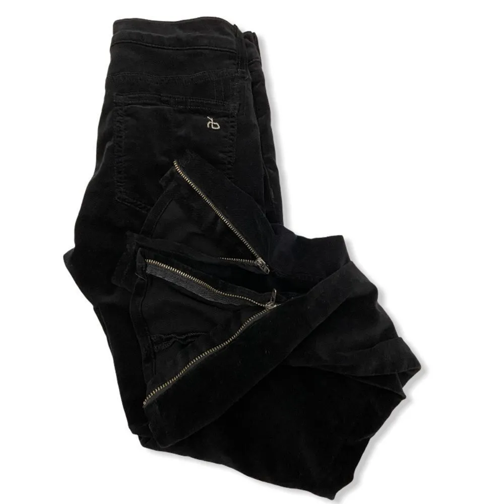Rag and Bone  Black Velvet Zipper Capri Skinny Jean - Image 12