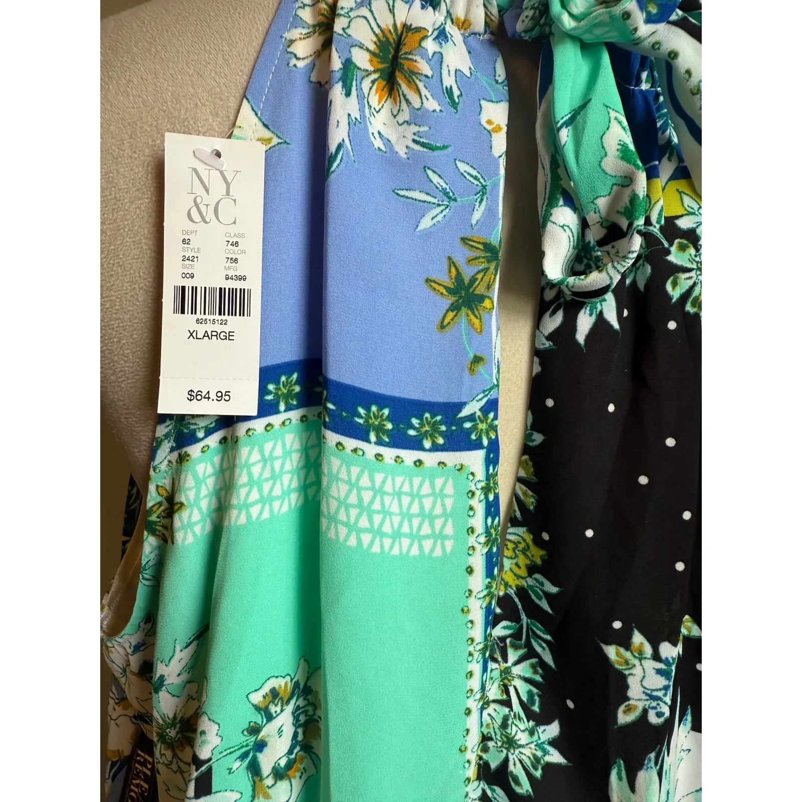 NWT XLARGE Halter Neck Patchwork Floral Print romper boho resortwear blue beach Size XL - Image 4