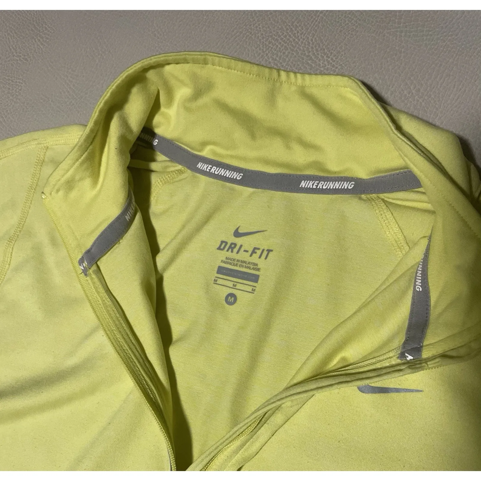 Nike Running Dri Fit Element Shirt Womens M Long Sleeve Volt 1/4 Zip Pullover - Image 7