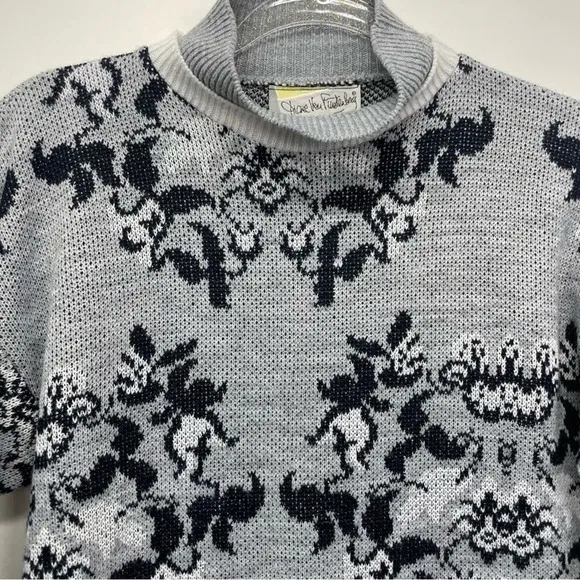 Vintage Diane Von Furstenberg‎ Ski Sweater Double Mock Neck Knit Floral Cabin - Image 3