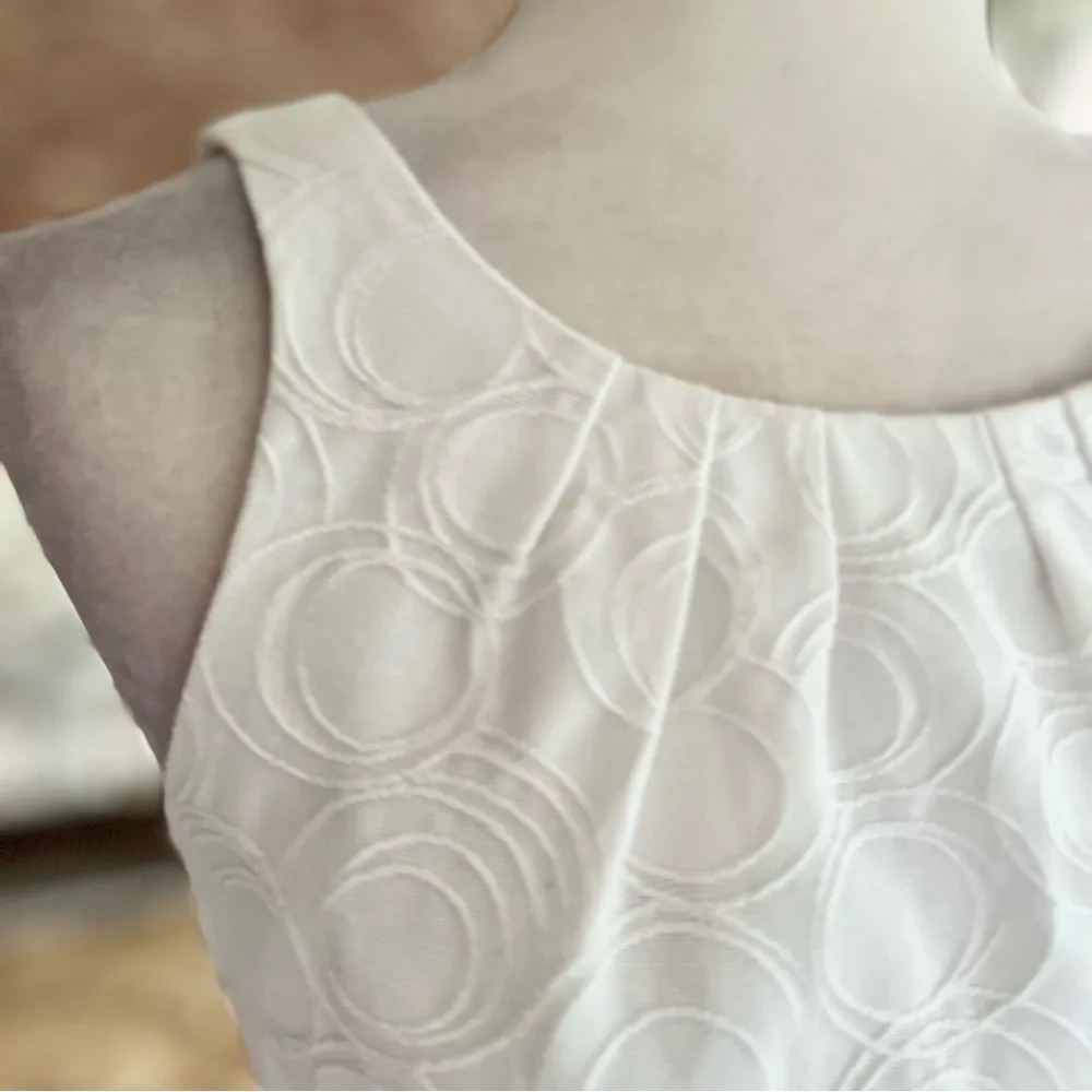 WHBM Dress Mini Textured Pintuck Neck Sleeveless White 6 Cocktail Brunch - Image 3