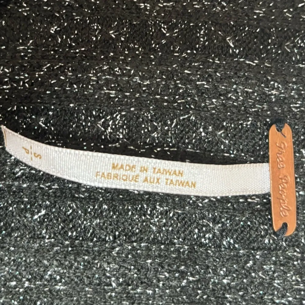 Free people knit tube top dress black metallic silver fit and flare mini small - Image 2