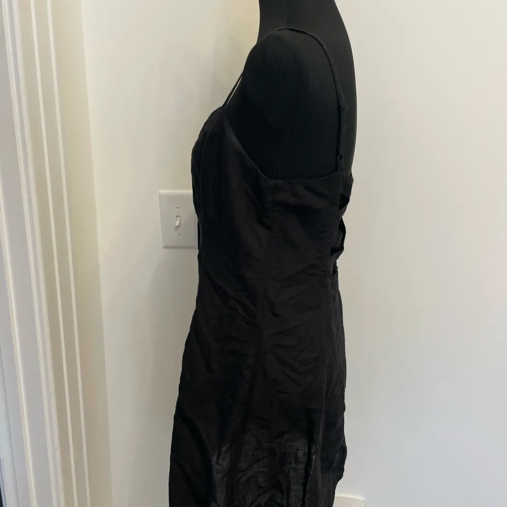 Urban Outfitters Linen Cotton Blend Button Front Strappy Back Mini Dress - Image 3