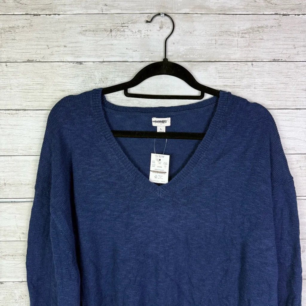 J Crew V Neck Beach Sweater Navy Size Large Blue - Image 2